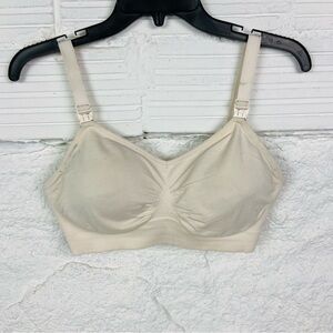 HOFISH Nude colored stretch comfy breastfeeding bra size large